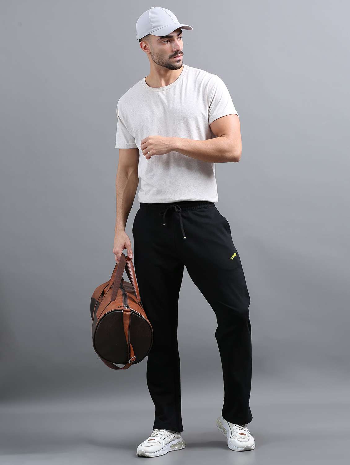 men solid mid rise full length track pant - 22070975 -  Standard Image - 3