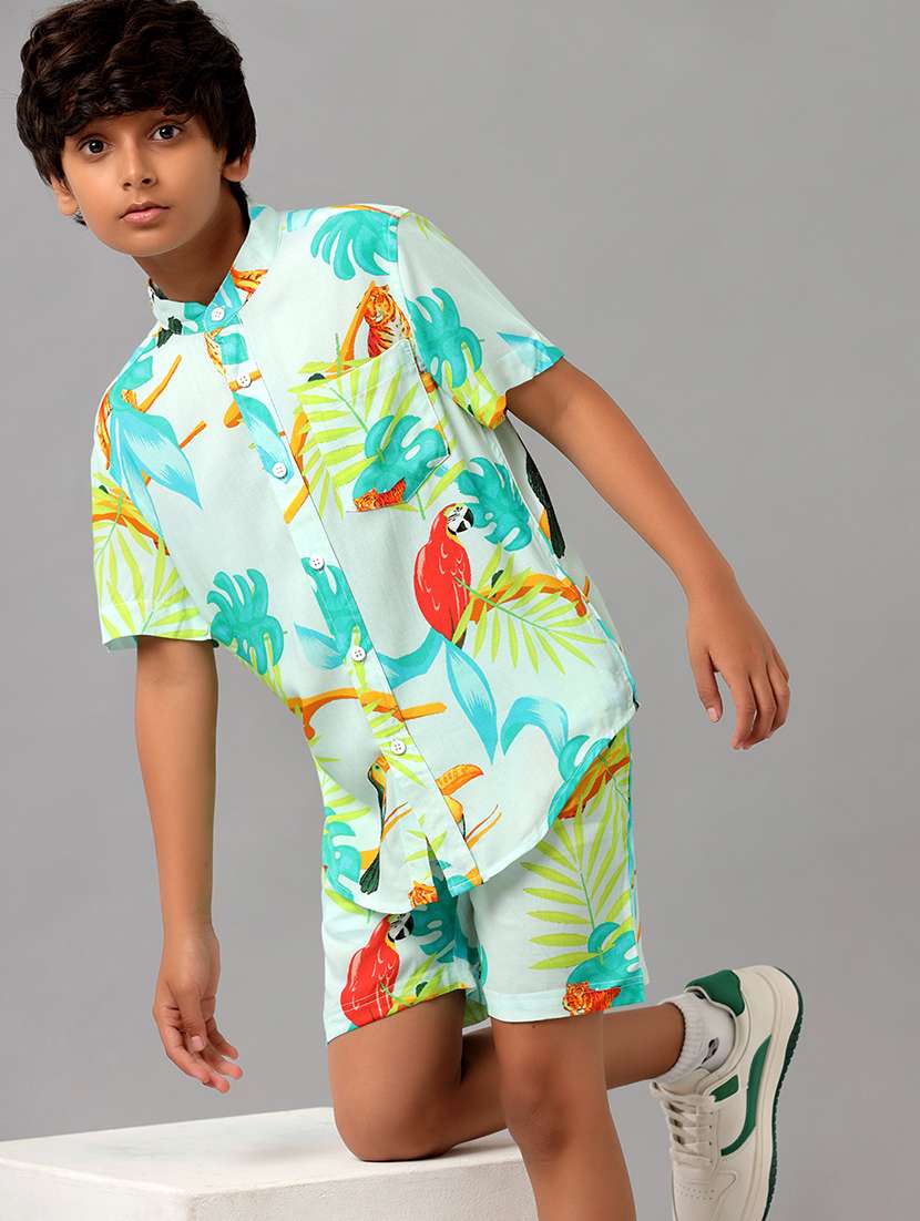 boys printed shirt & shorts co-ord set - 22070983 - Standard Image - 3
