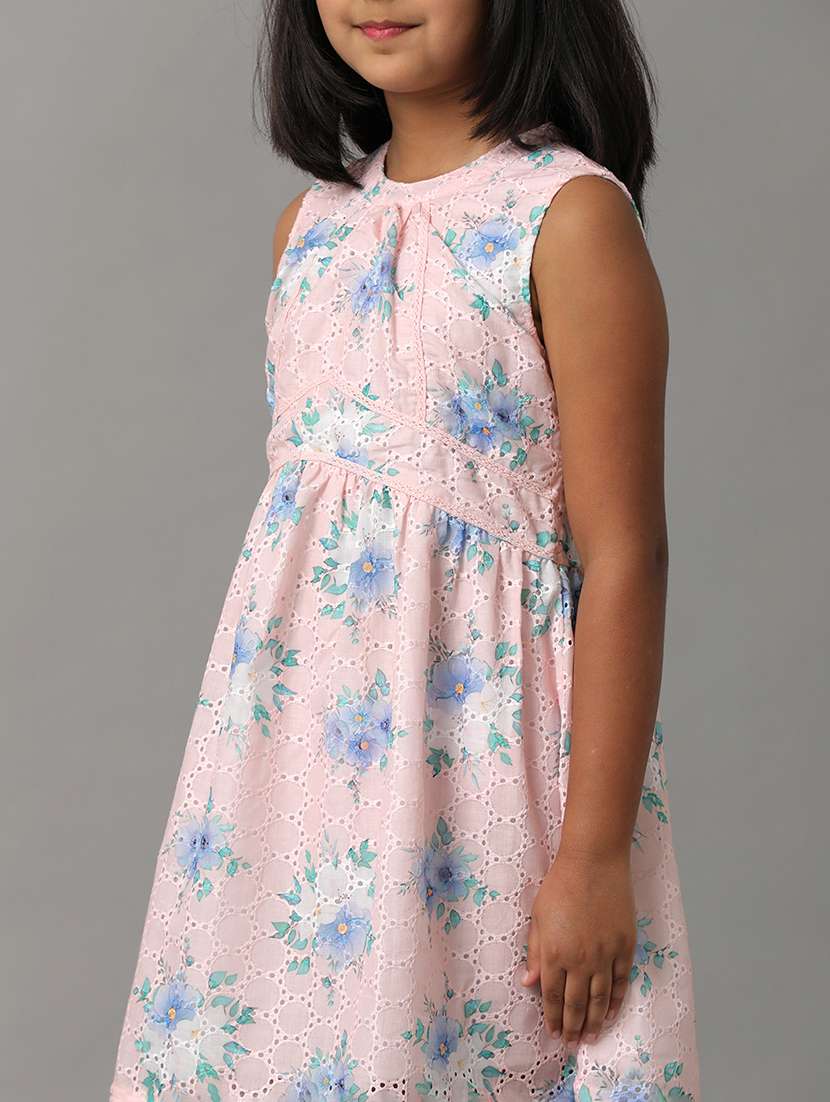 girls floral print sleeveless schiffli fit & flare dress - 22071056 - Standard Image - 3