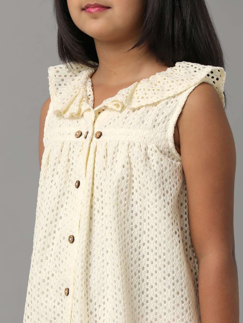 girls solid sleeveless schiffli a-line dress - 22071057 - Standard Image - 3