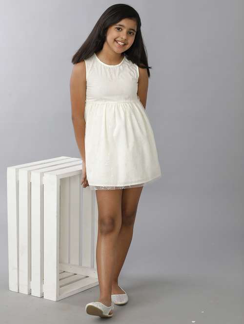 girls self designed sleeveless fit & flare dress - 22071058 -  Standard Image - 0