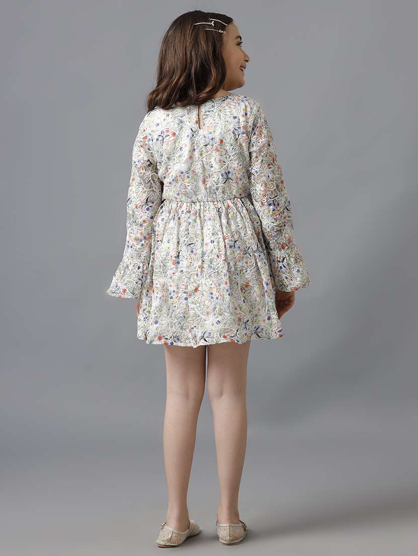 girls printed bell sleeve fit & flare dress - 22071066 - Standard Image - 5