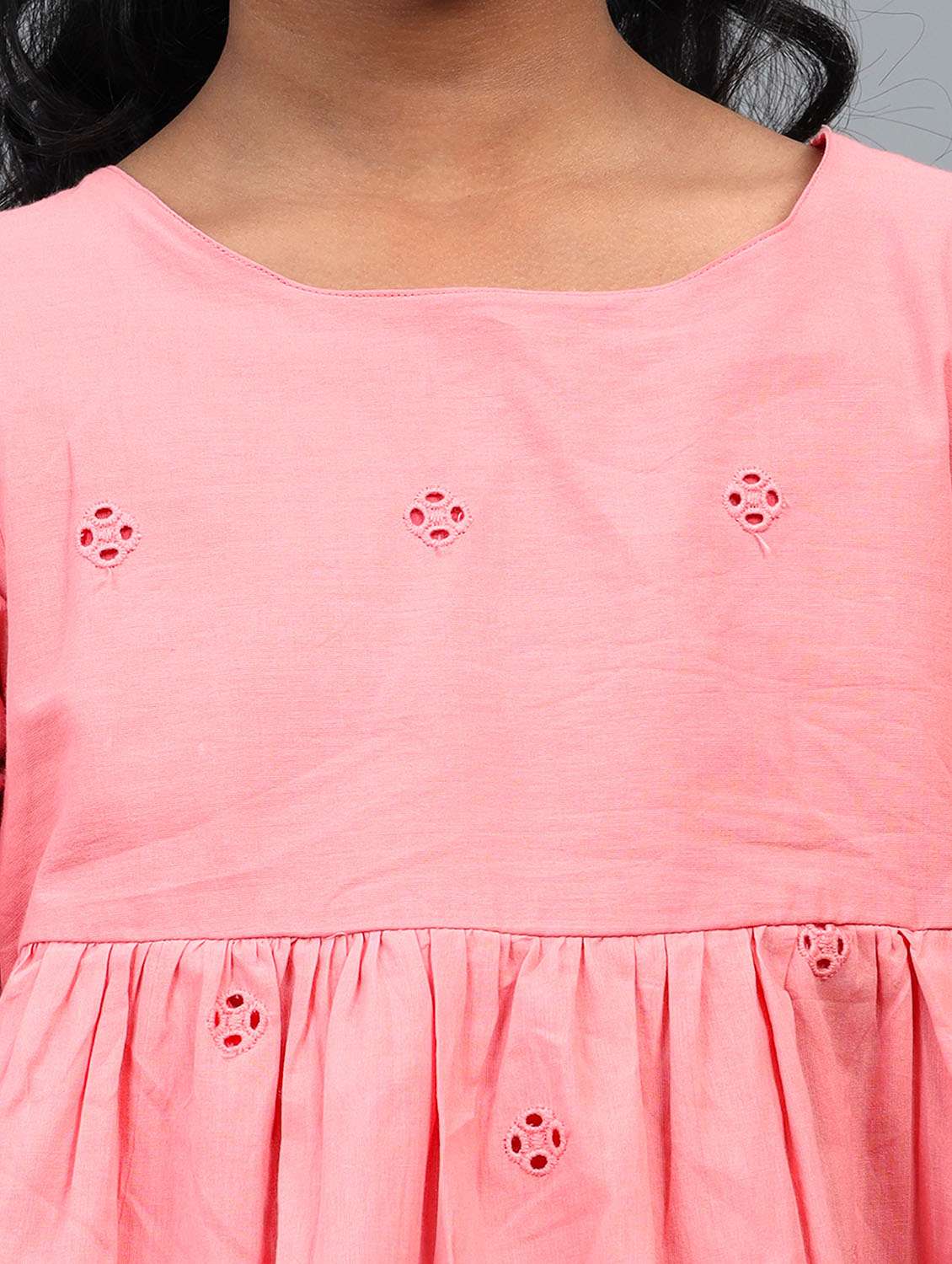 girls solid short sleeve schiffli tiered dress - 22071068 -  Standard Image - 3