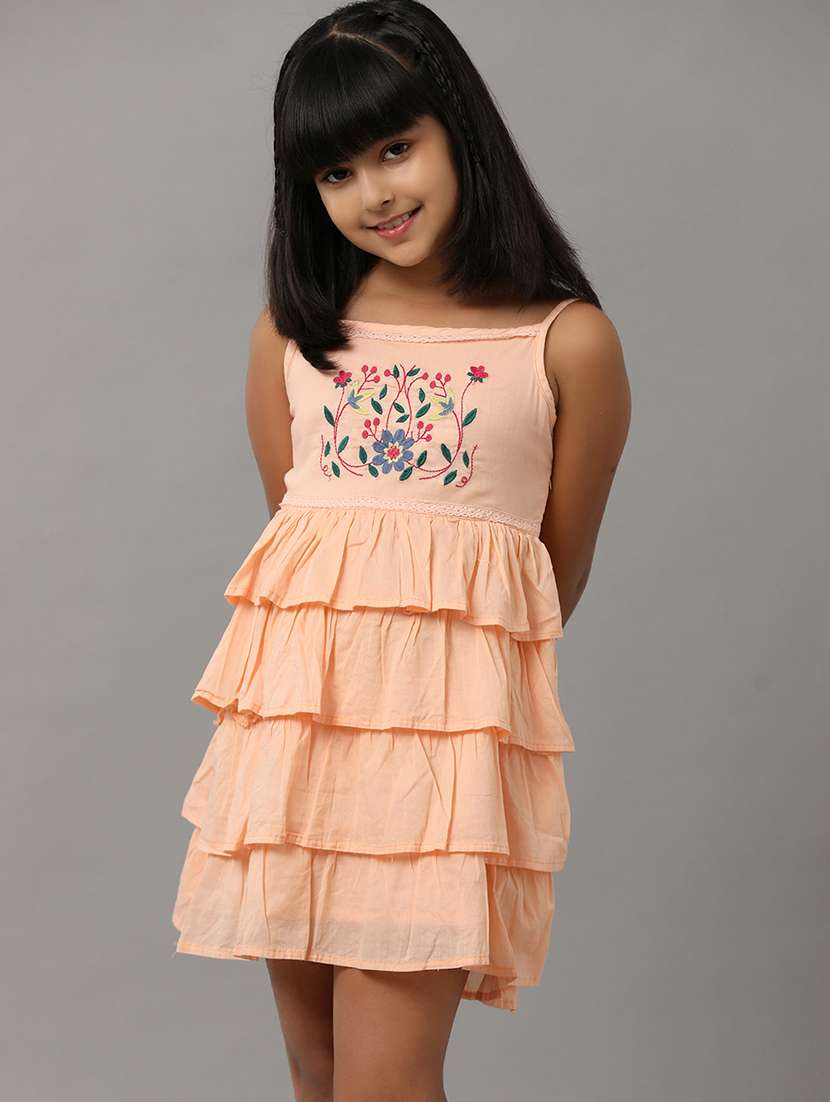 girls embroidered shoulder strap ruffled dress - 22071073 - Standard Image - 3