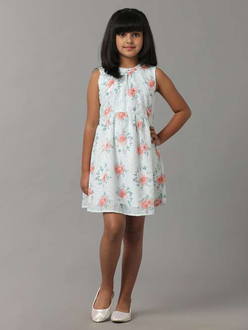 girls printed sleeveless fit & flare dress - 22071074 - Standard Image - 0