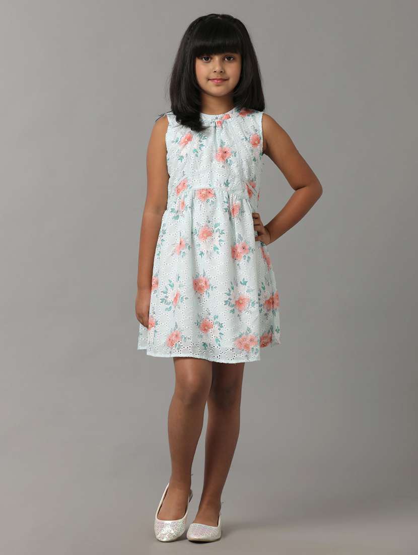 girls printed sleeveless fit & flare dress - 22071074 - Zoom Image - 0