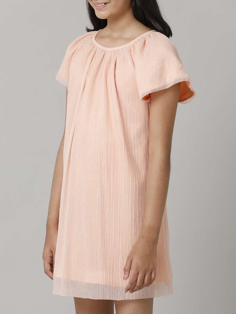 girls solid short sleeve a-line dress - 22071087 - Standard Image - 3