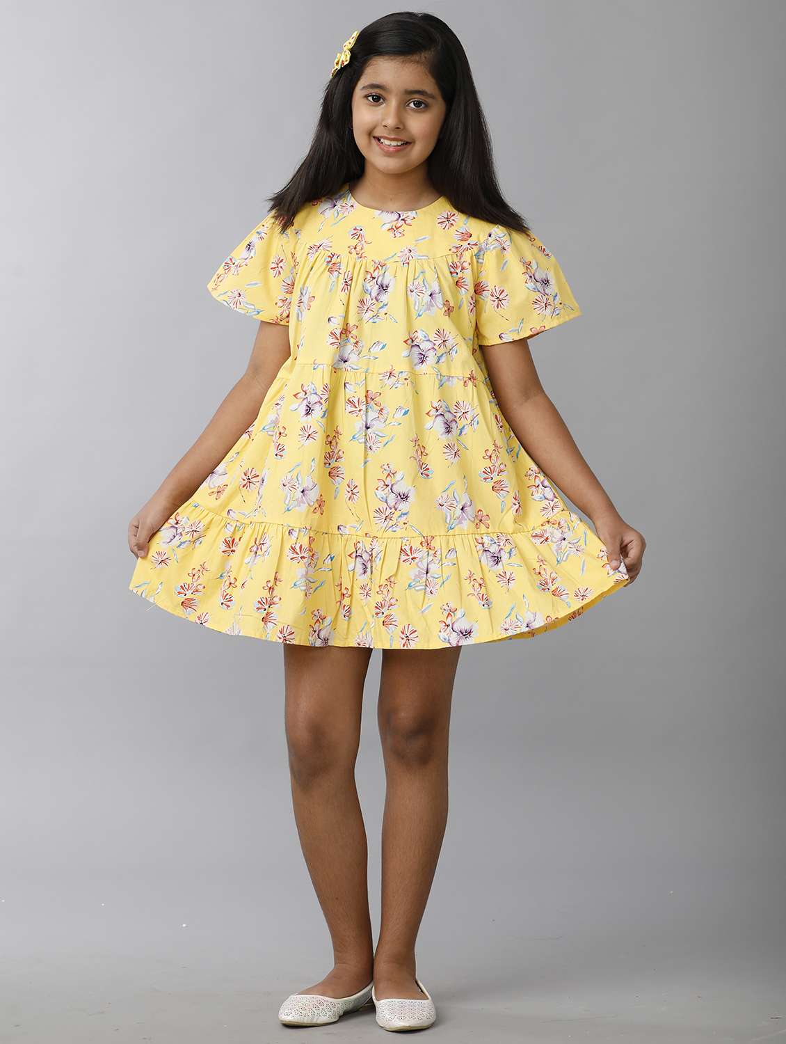 girls floral print puff sleeve tiered dress - 22071092 - Zoom Image - 0