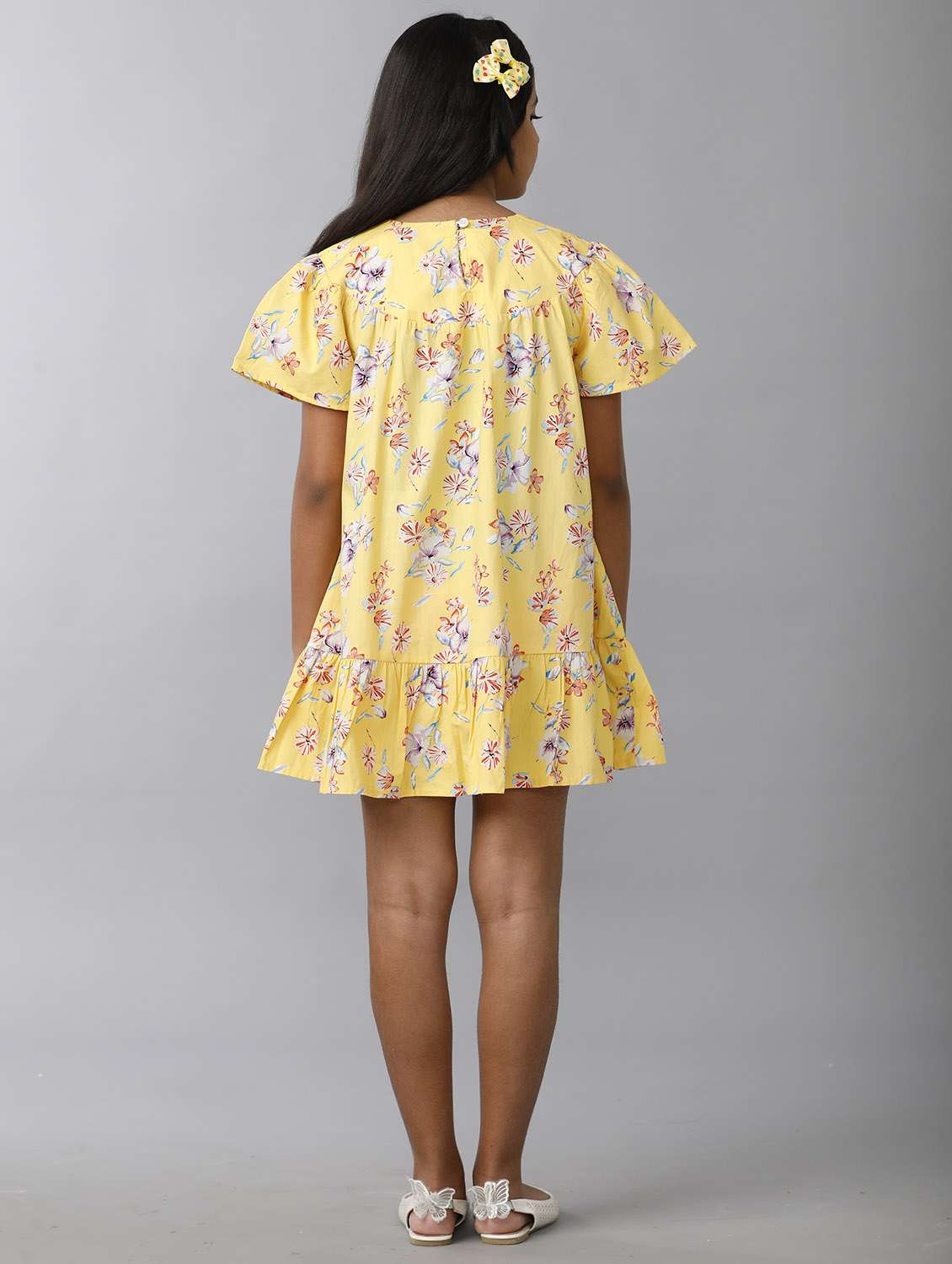 girls floral print puff sleeve tiered dress - 22071092 - Standard Image - 3