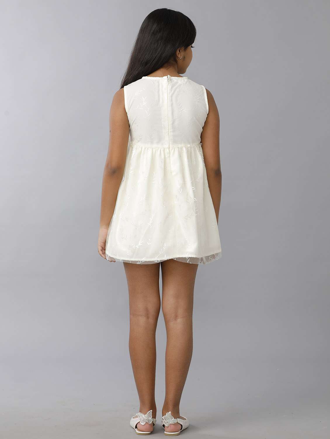 girls self designed sleeveless fit & flare dress - 22071093 -  Standard Image - 3