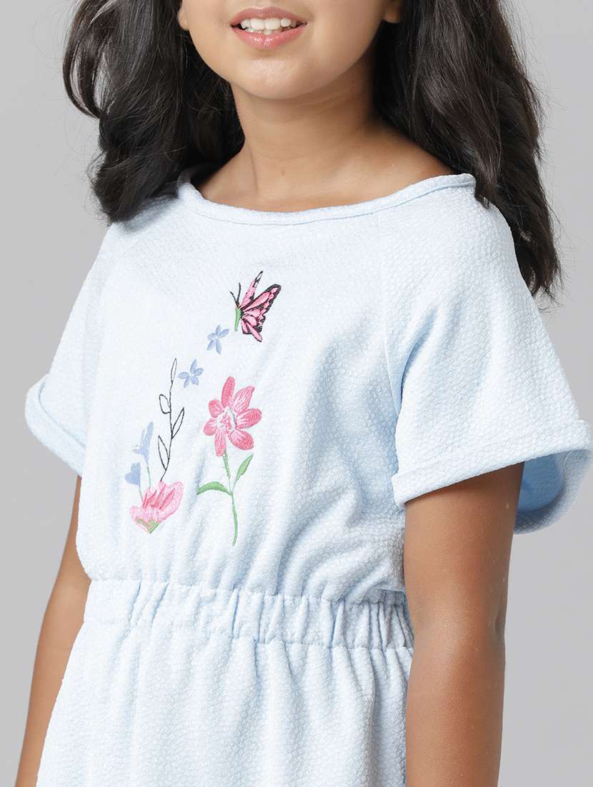 girls embrloidered short sleeve fit & flare dress - 22071094 -  Standard Image - 5