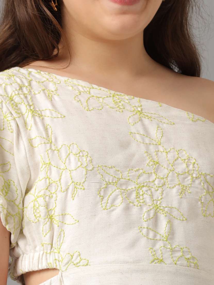 girls single shoulder embroidered a-line dress - 22071098 - Standard Image - 5