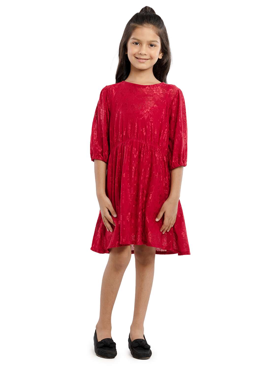 red jersey fit & flare dress - 22071102 -  Zoom Image - 0
