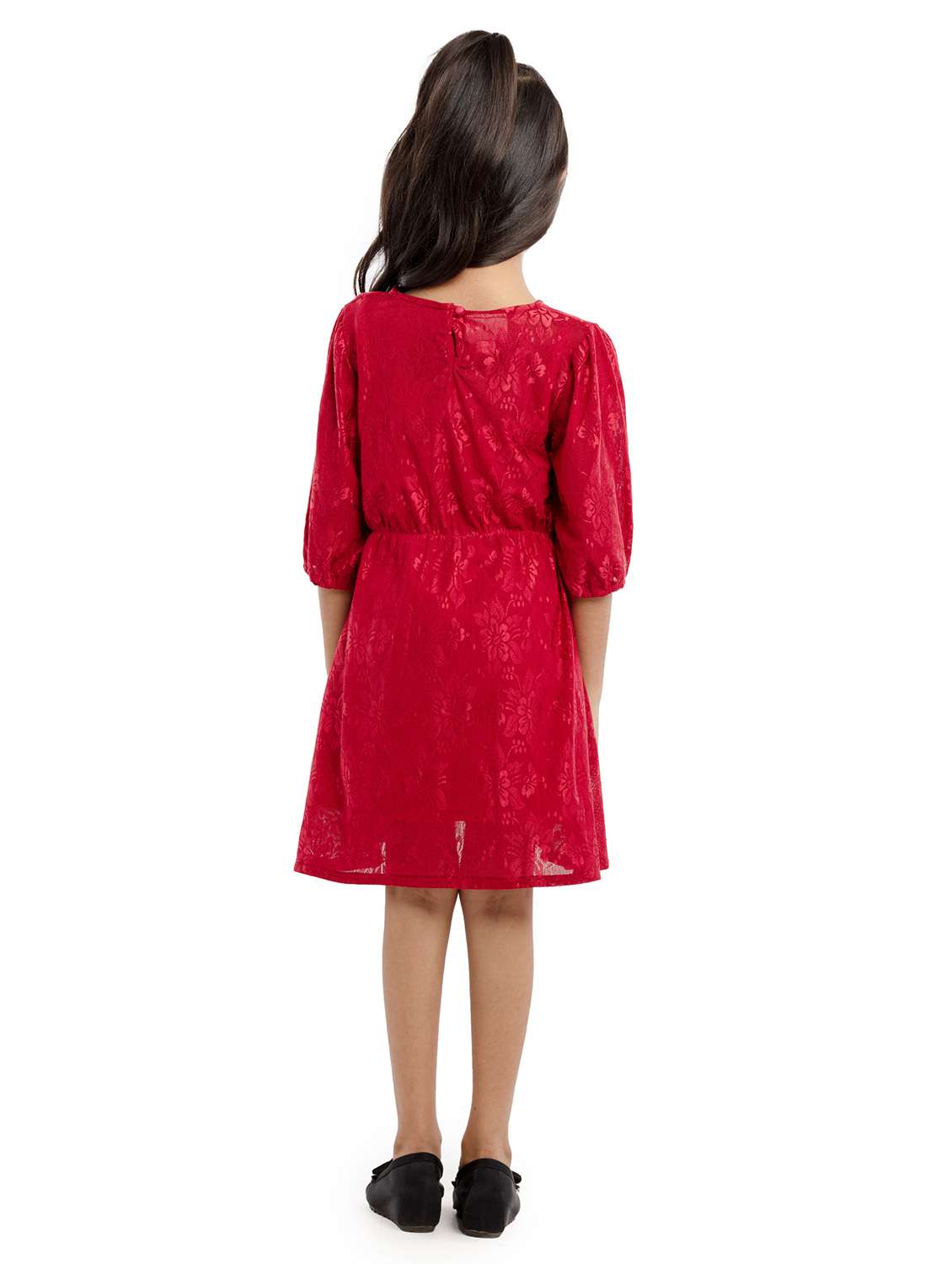 red jersey fit & flare dress - 22071102 - Standard Image - 3