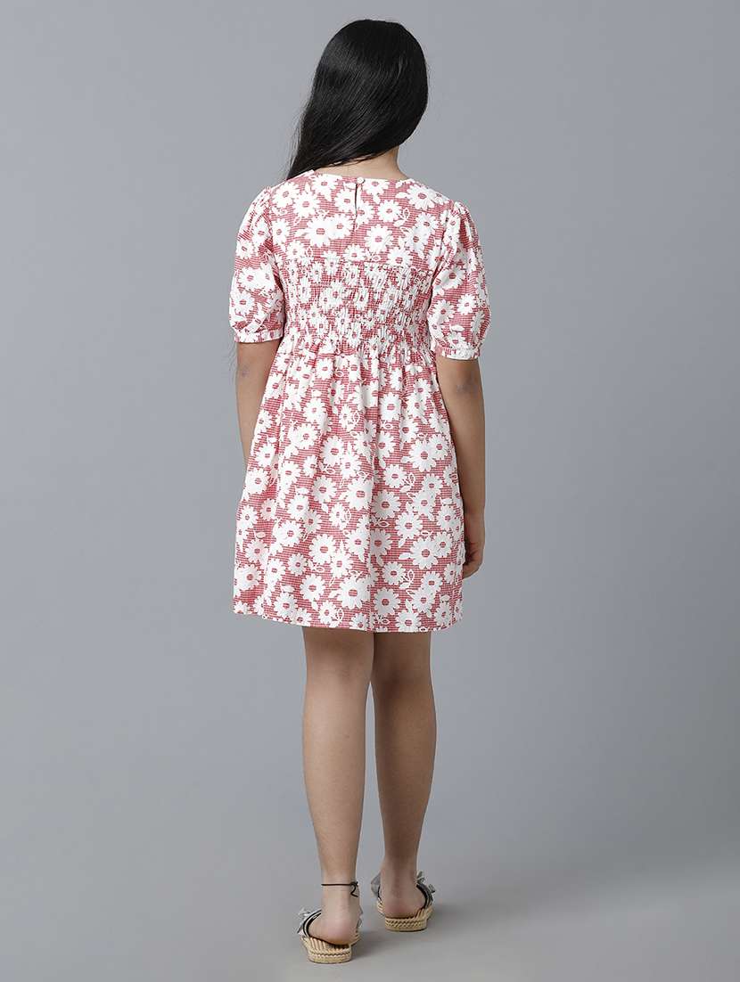 girls floral print short sleeve fit & flare dress - 22071104 - Standard Image - 3