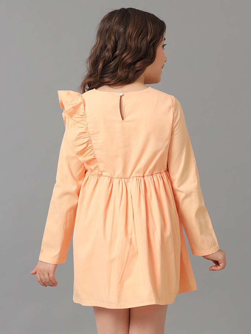 girls solid long sleeve fit & flare dress - 22071110 - Standard Image - 3