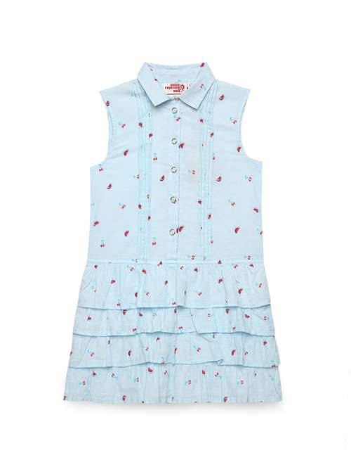 girls printed collared sleeveless ruffle dress - 22071116 -  Standard Image - 0