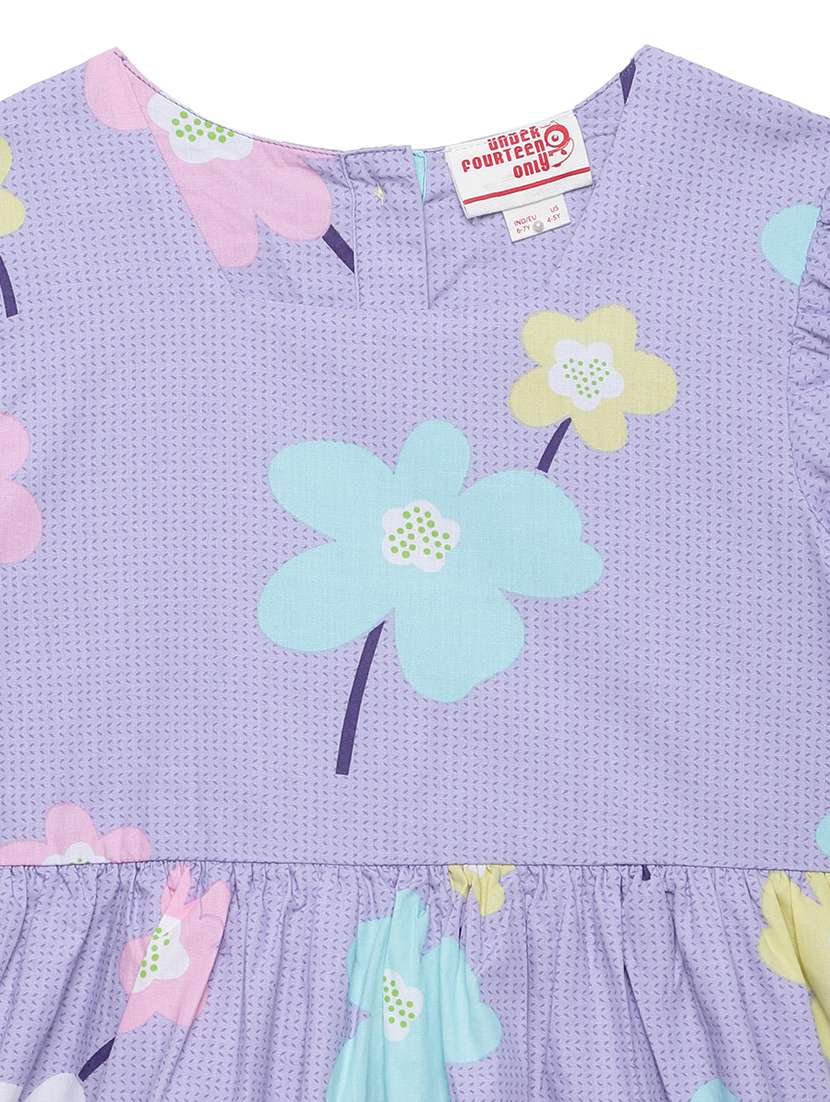 girls printed puff sleeve tiered dress - 22071118 - Standard Image - 3