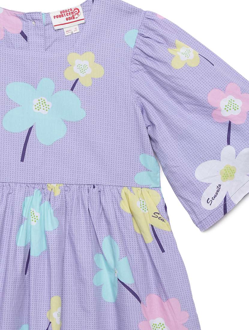girls printed puff sleeve tiered dress - 22071118 - Standard Image - 5
