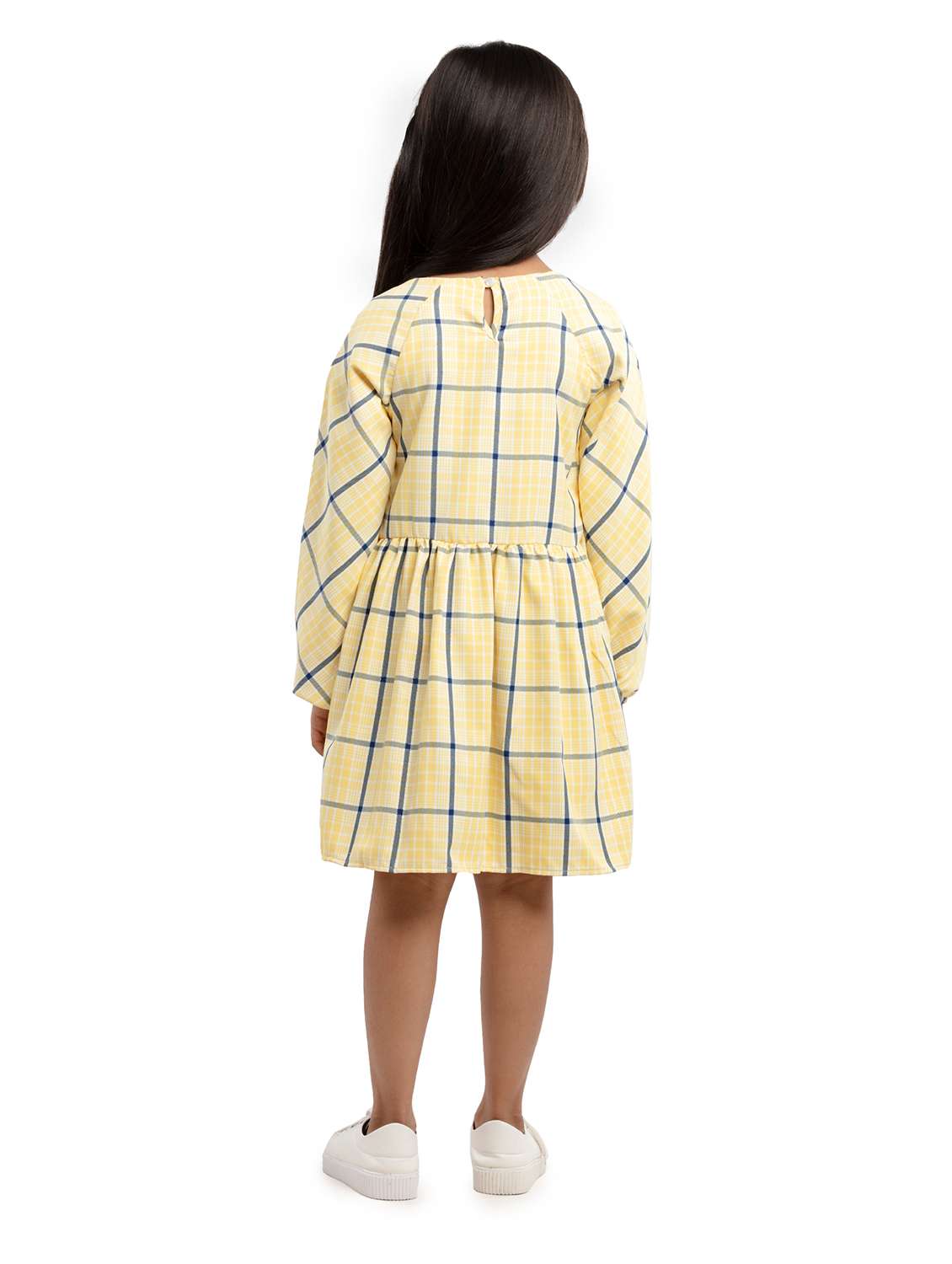 girls checkered puff sleeve fit & flare dress - 22071125 - Standard Image - 3