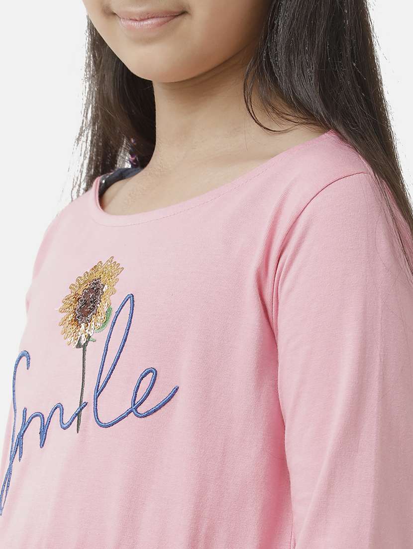 girls printed long sleeve fit & flare dress - 22071128 - Standard Image - 5