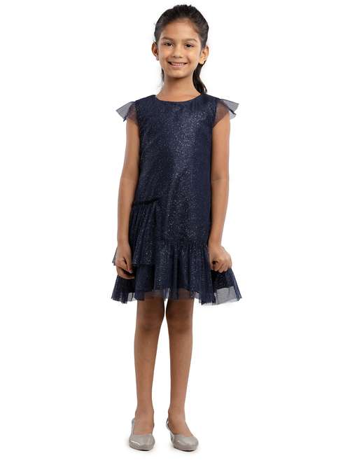 girls self designed sleeveless tiered dress - 22071129 -  Standard Image - 0