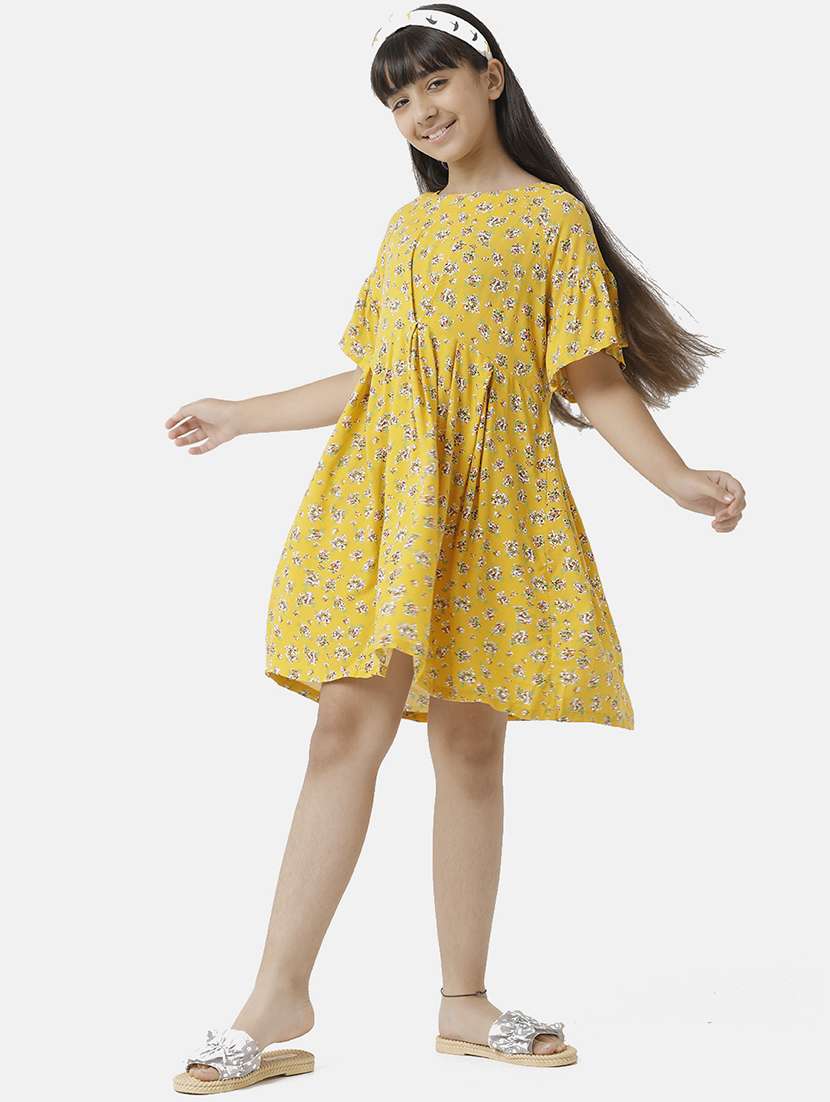 girls printed bell sleeve fit & flare dress - 22071130 - Zoom Image - 0