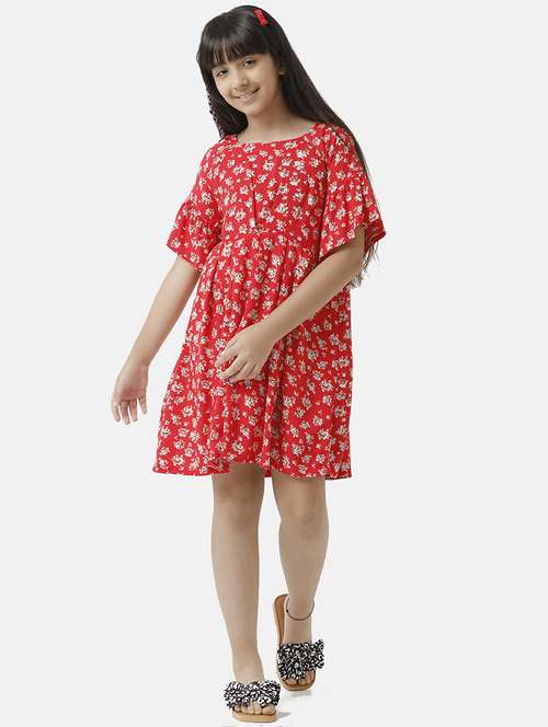 girls printed bell sleeve fit & flare dress - 22071131 -  Standard Image - 0