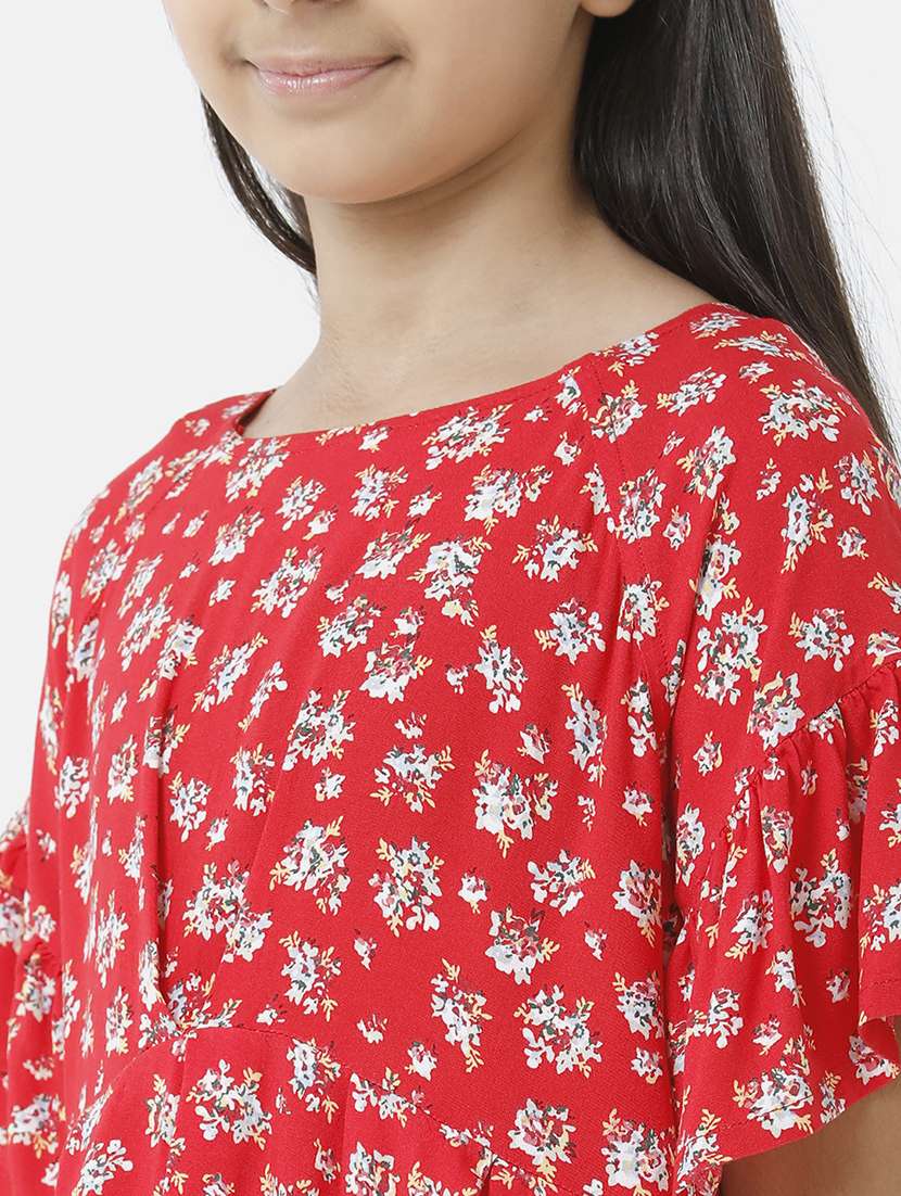 girls printed bell sleeve fit & flare dress - 22071131 - Standard Image - 5
