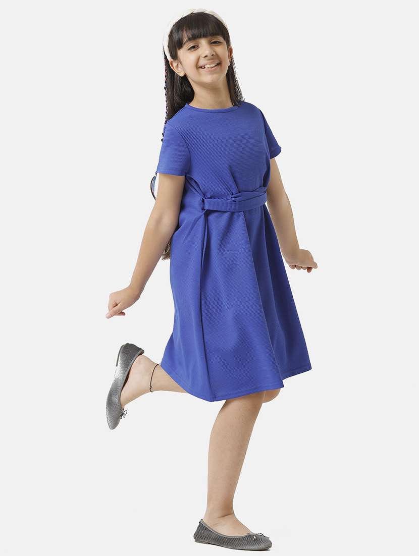girls solid short sleeve fit & flare dress - 22071137 -  Standard Image - 3