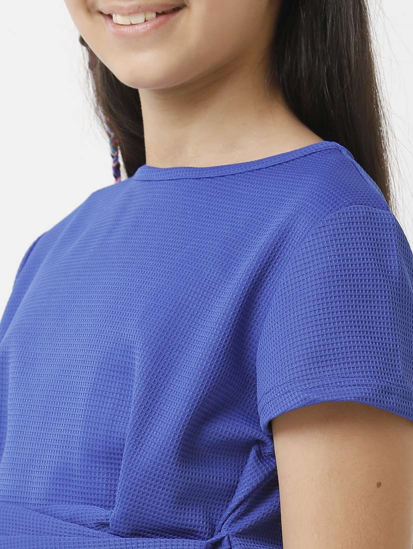 girls solid short sleeve fit & flare dress - 22071137 -  Standard Image - 5