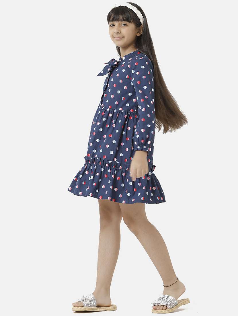 girls polka doted long sleeve tiered dress  - 22071138 -  Standard Image - 3