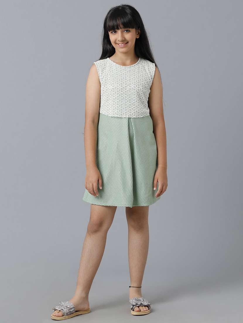 girls self designed sleeveless fit & flare dress - 22071139 - Zoom Image - 0