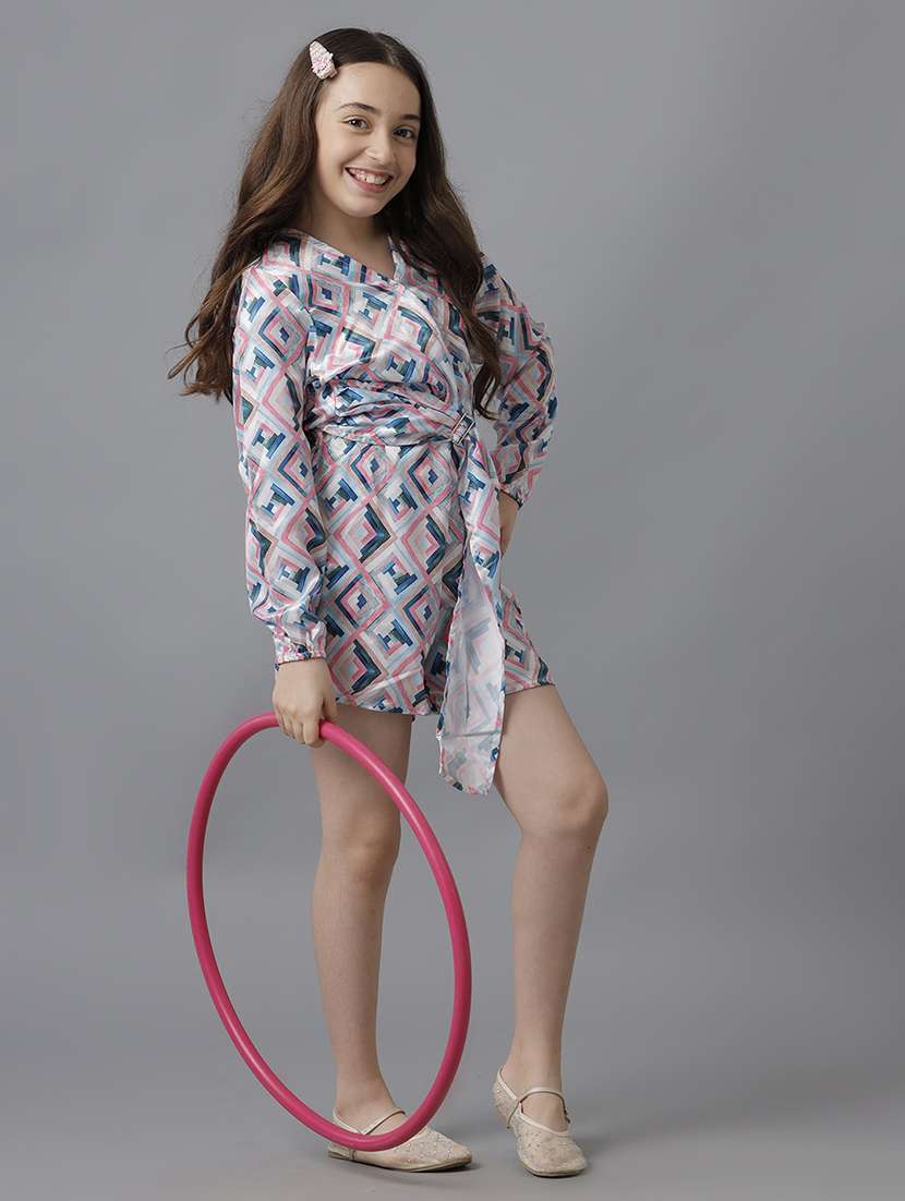 girls printed long sleeve playsuit
