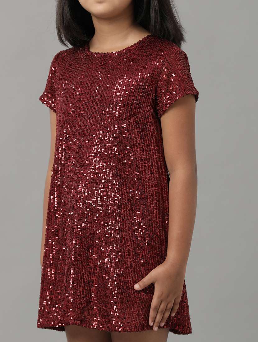 girls sequined short sleeve a-line dress - 22071157 - Standard Image - 3