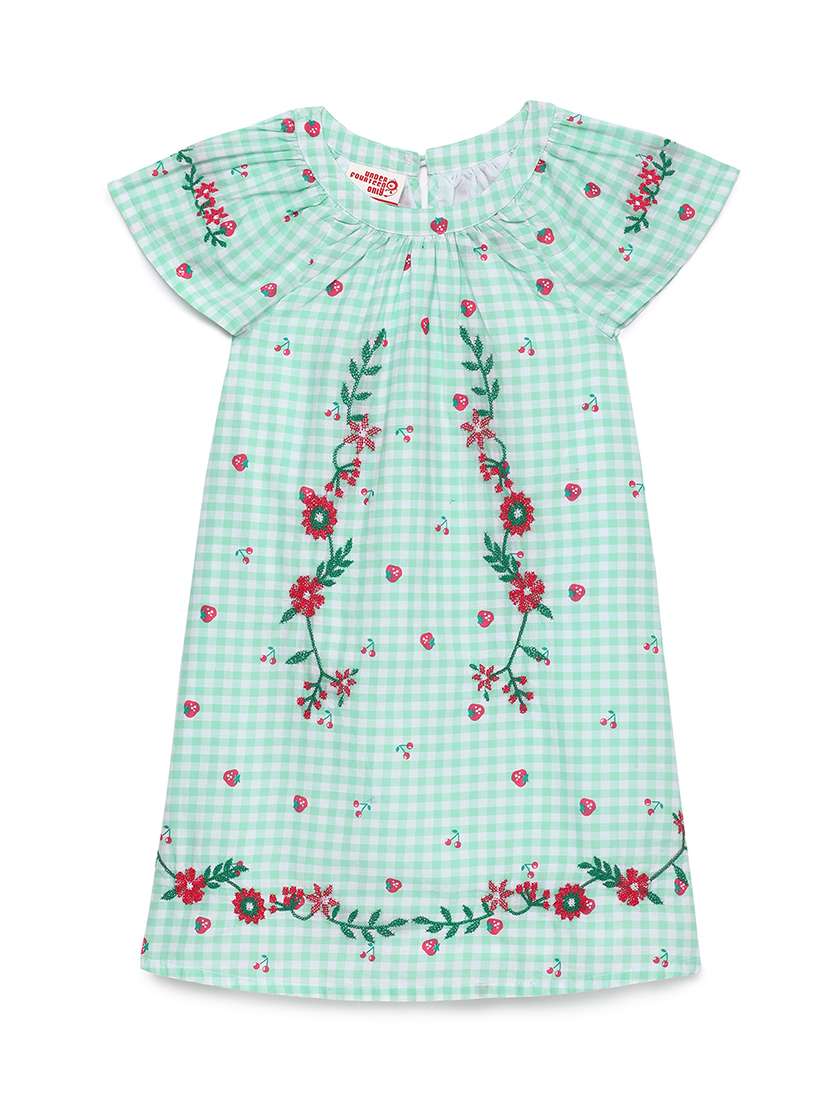 girls checkered short sleeve a-line dress - 22071162 -  Zoom Image - 0