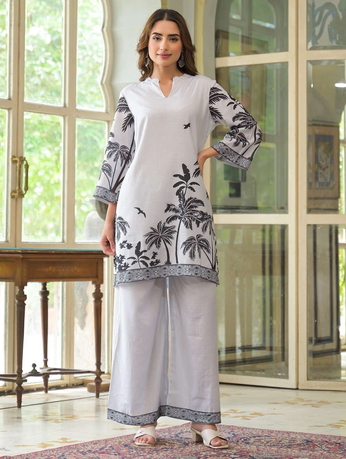 women three quarter sleeve ethnic co-ord set - 22071169 - Zoom Image - 0