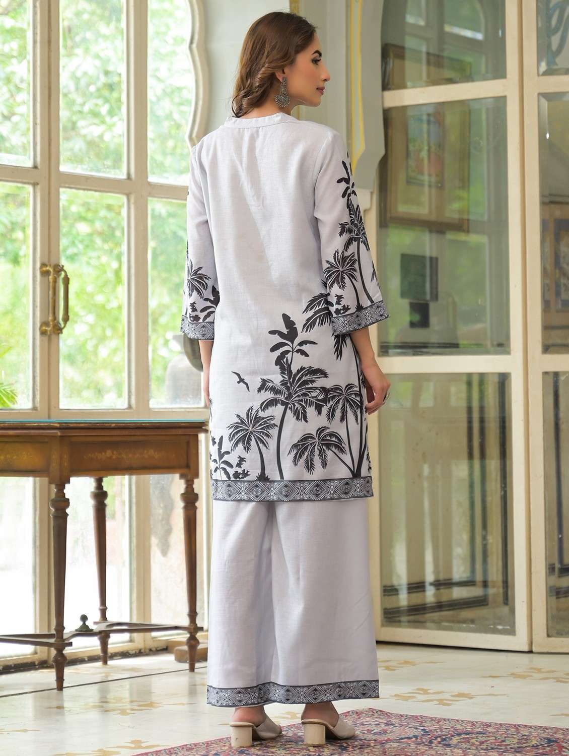 women three quarter sleeve ethnic co-ord set - 22071169 - Standard Image - 3