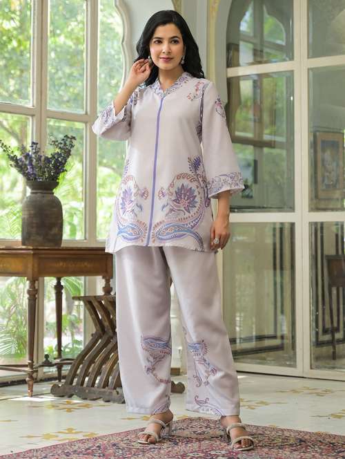 women printed three quarter sleeve ethnic co-ord set - 22071171 -  Standard Image - 0