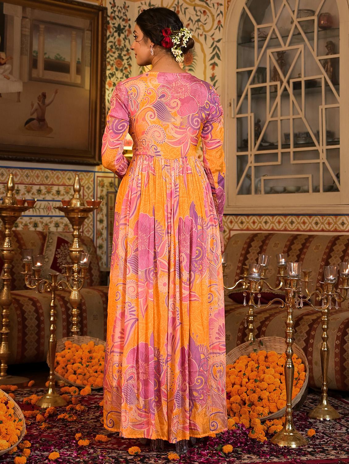 women floral print long sleeve anarkali kurta and dupatta set - 22071177 - Standard Image - 3