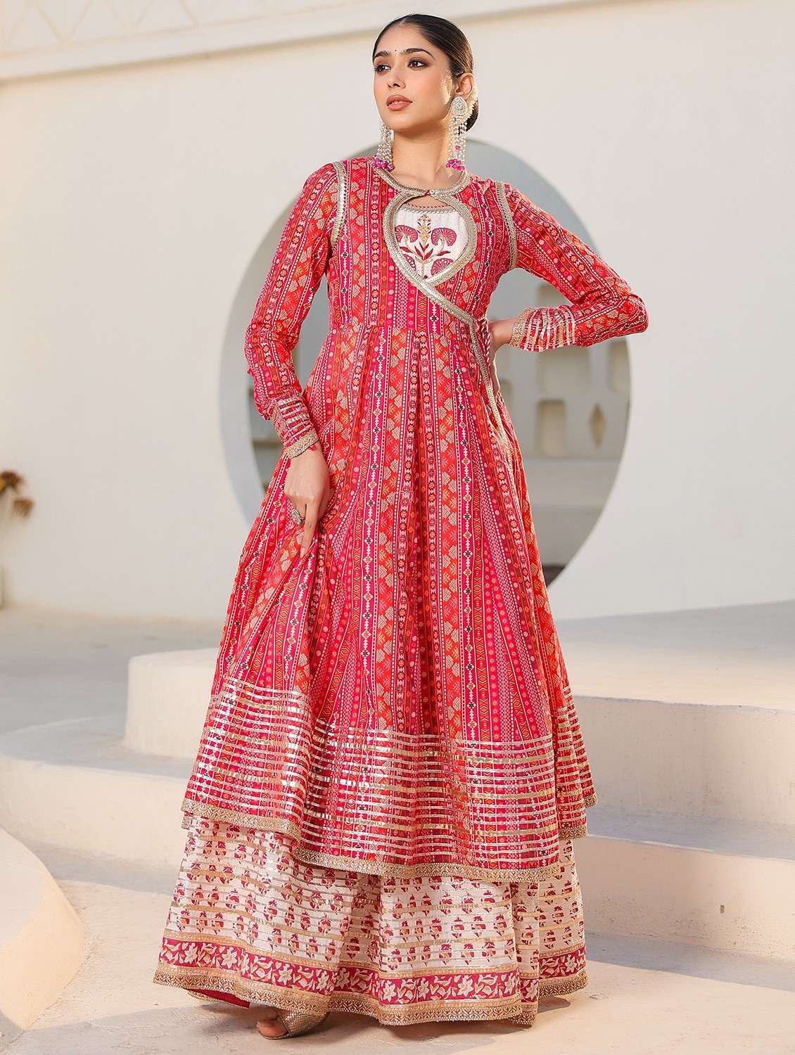 women printed long sleeve anarkali ethnic gown - 22071181 - Zoom Image - 0