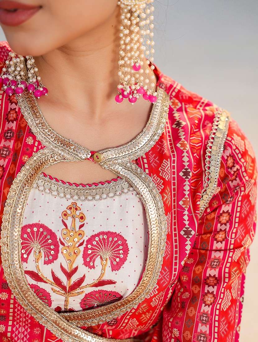 women printed long sleeve anarkali ethnic gown - 22071181 - Standard Image - 3