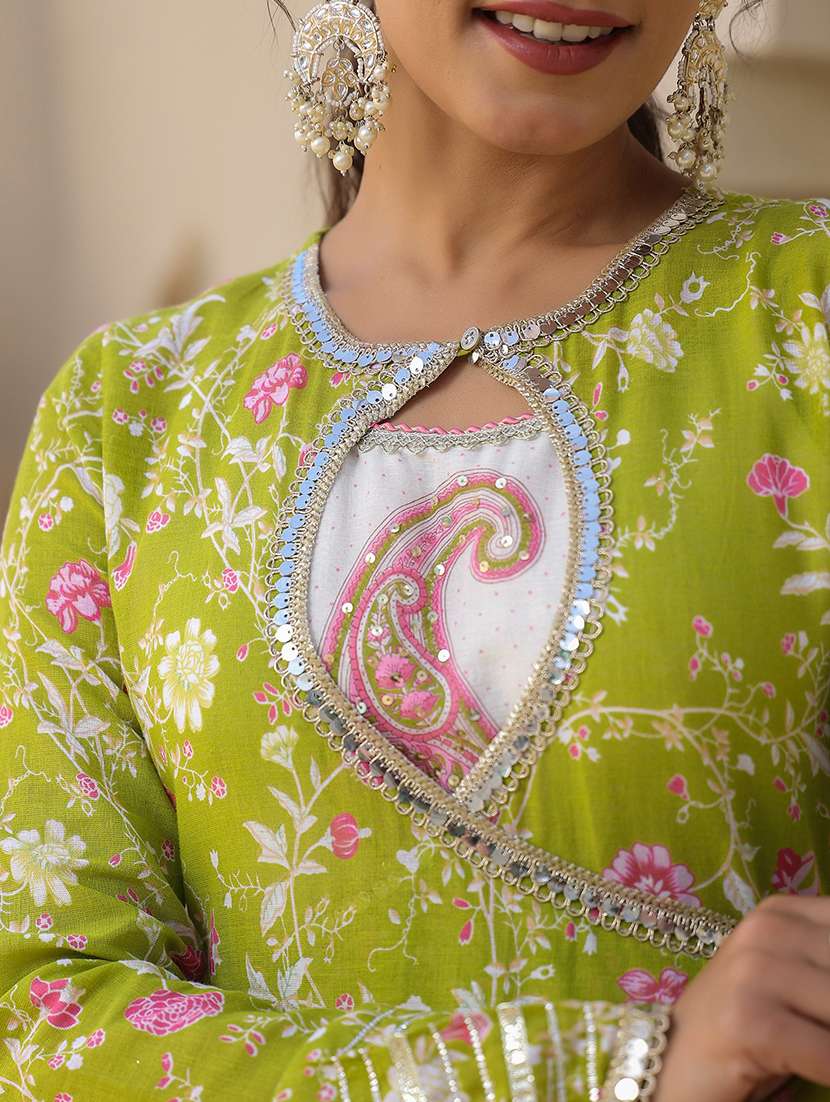 women floral printed long sleeve anarkali ethnic gown - 22071183 - Standard Image - 3