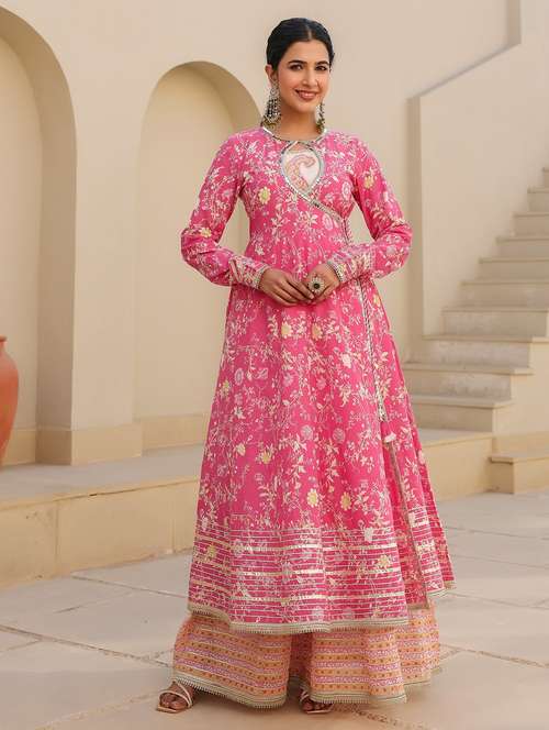women floral printed long sleeve fit & flare ethnic gown - 22071184 -  Standard Image - 0