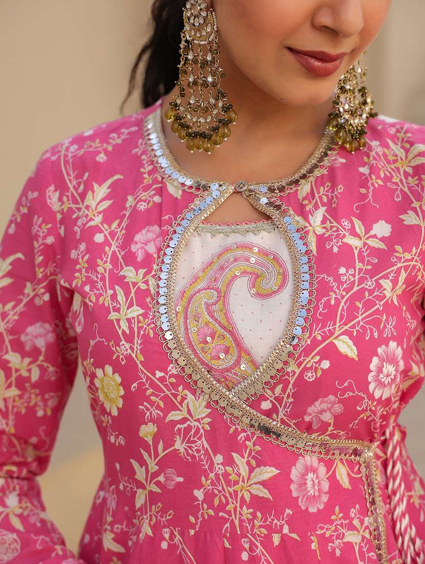 women floral printed long sleeve fit & flare ethnic gown - 22071184 - Standard Image - 3