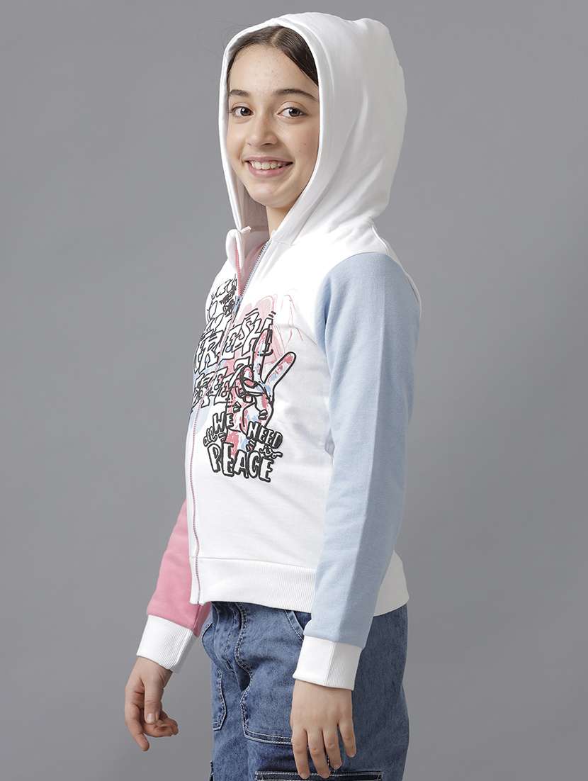 girls color blocked long sleeve hooded regular jacket - 22071203 - Standard Image - 3