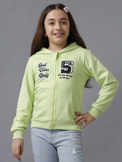 girls printed long sleeve hooded regular jacket - 22071204 -  Standard Image - 0