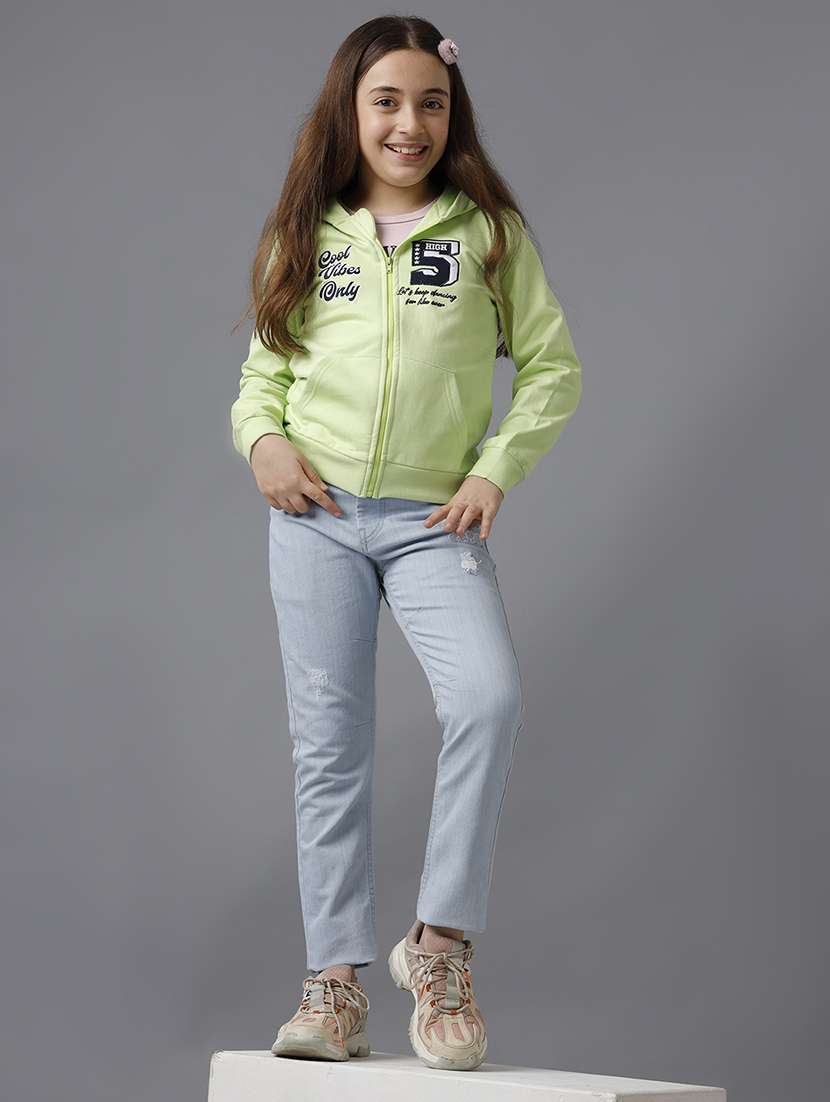 girls printed long sleeve hooded regular jacket - 22071204 - Standard Image - 5
