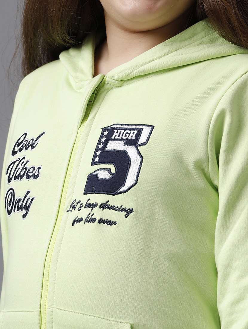 girls printed long sleeve hooded regular jacket - 22071206 - Standard Image - 5