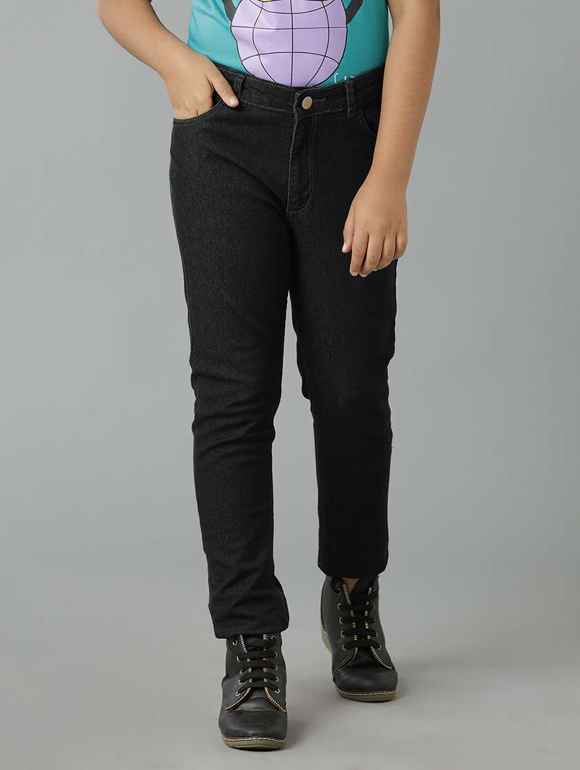 girls solid mid rise slim fit jean - 22071241 -  Zoom Image - 0